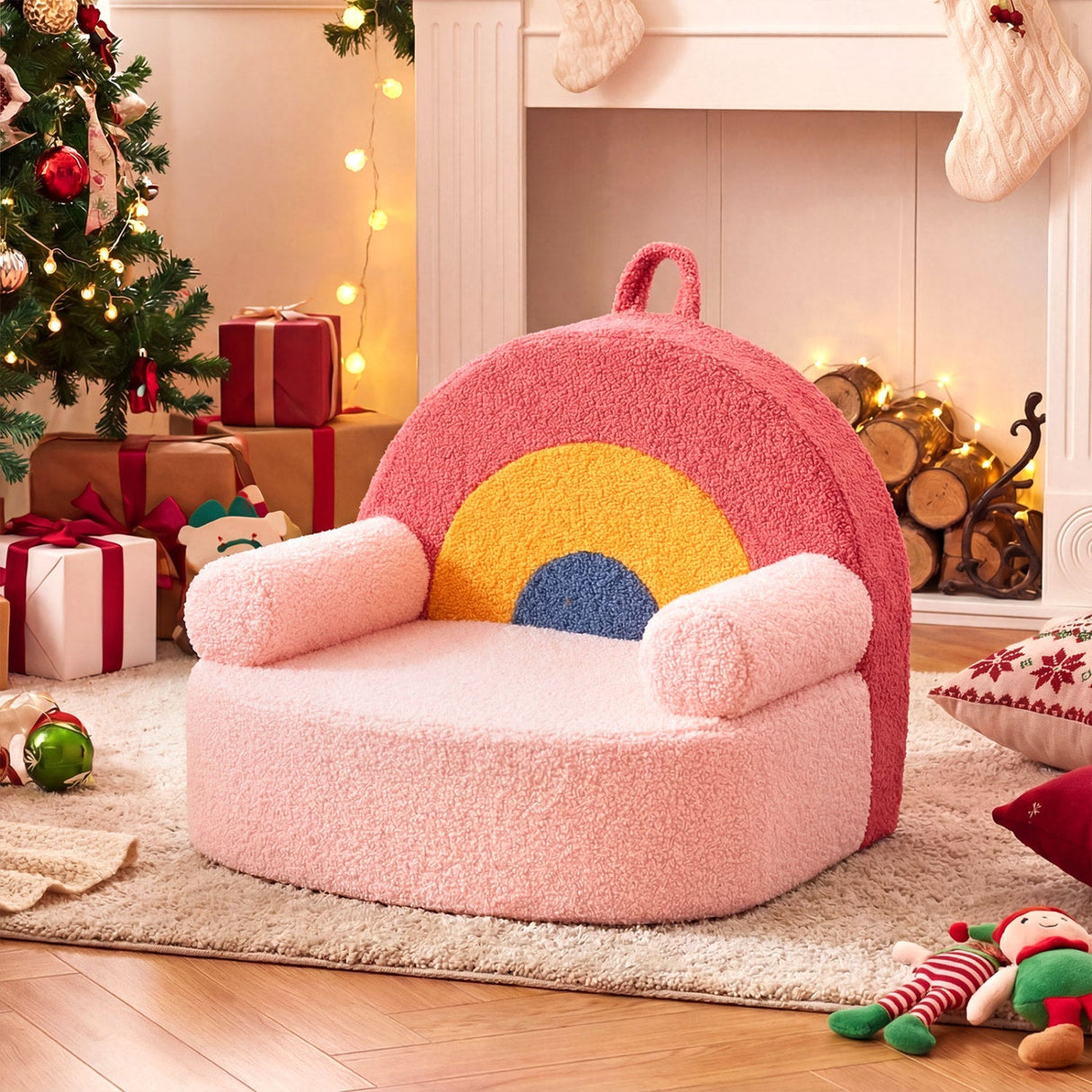 Sofá infantil, sofá de espuma para niños pequeños con suave funda de tela polar