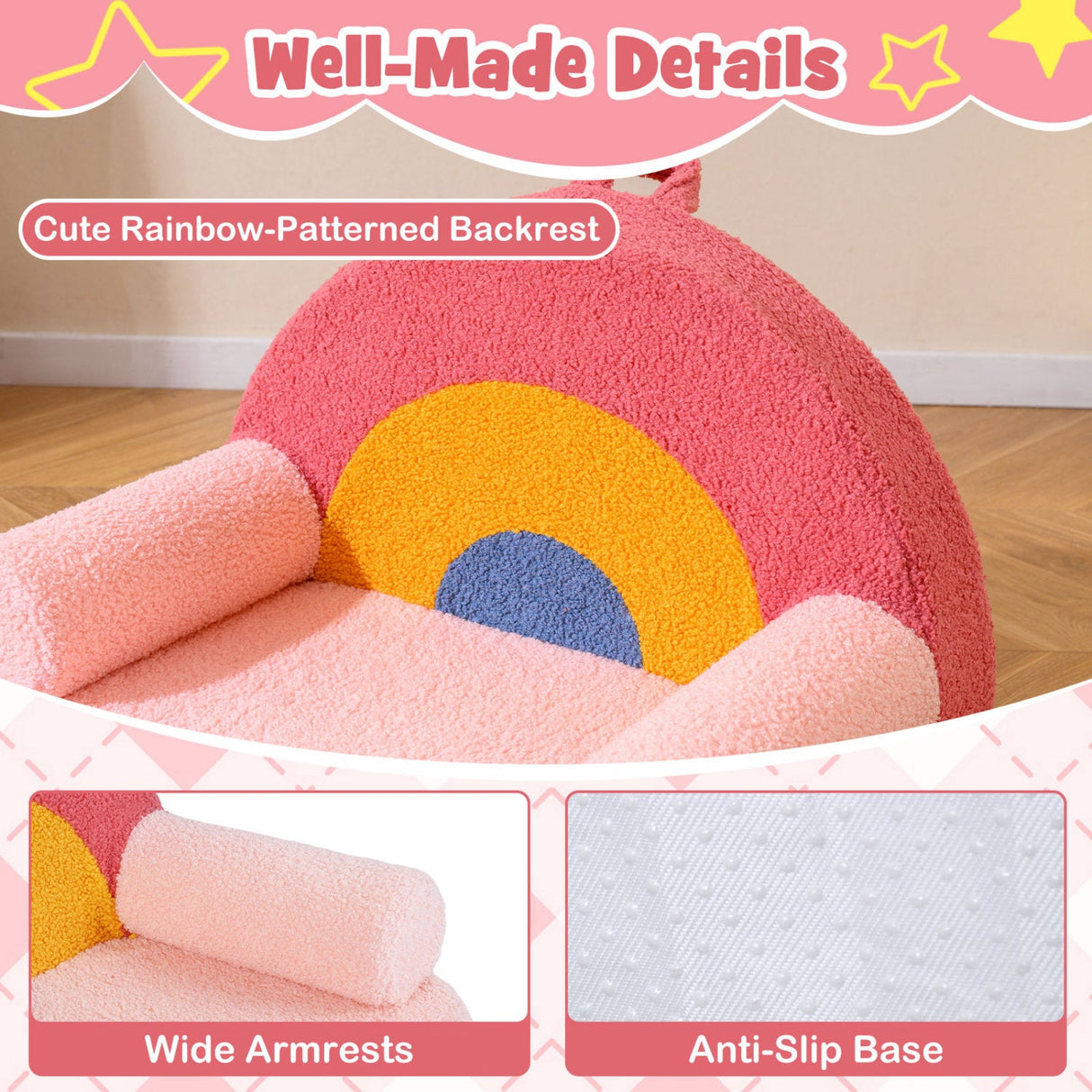 Sofá infantil, sofá de espuma para niños pequeños con suave funda de tela polar