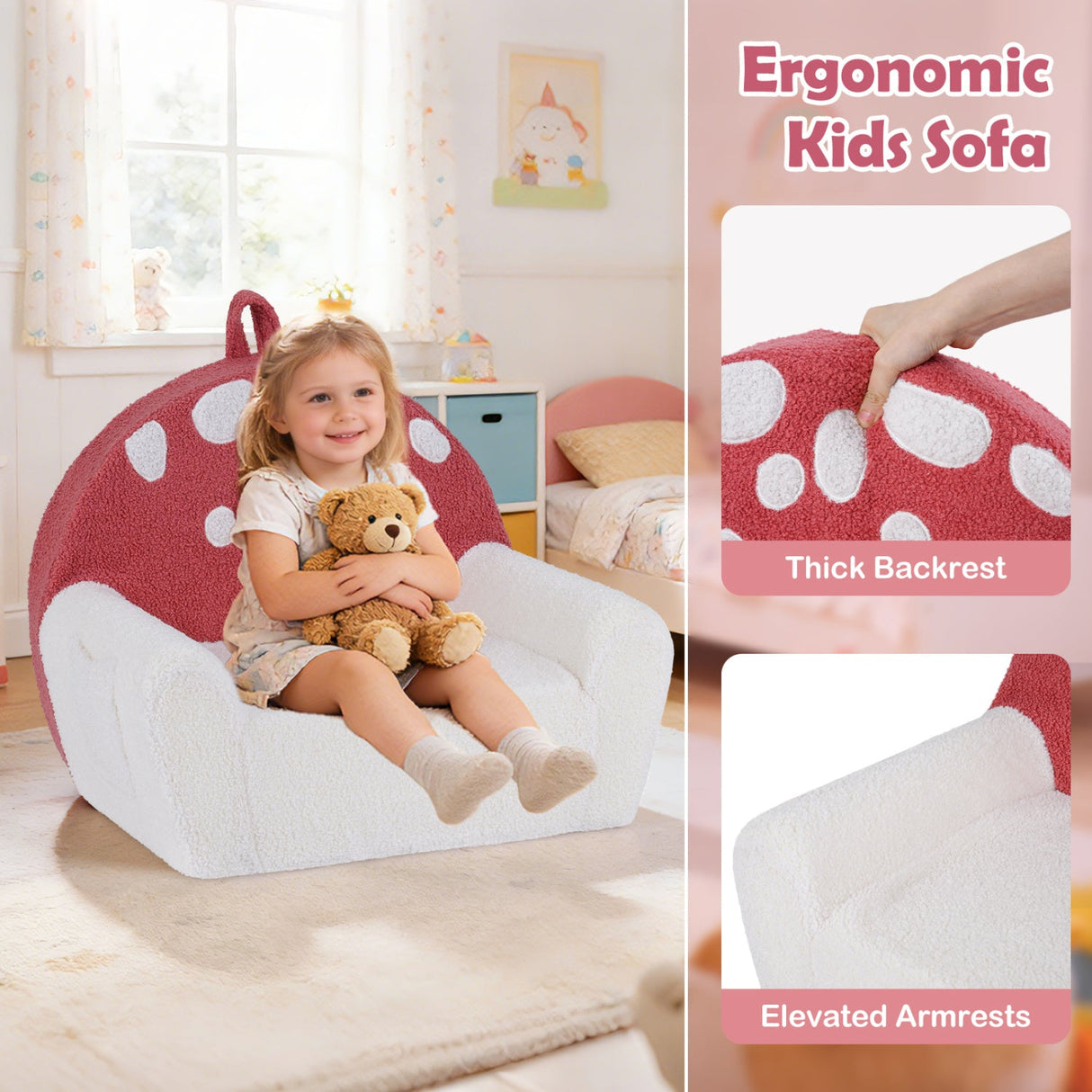 Sofá infantil, sofá de espuma para niños pequeños con suave funda de tela polar
