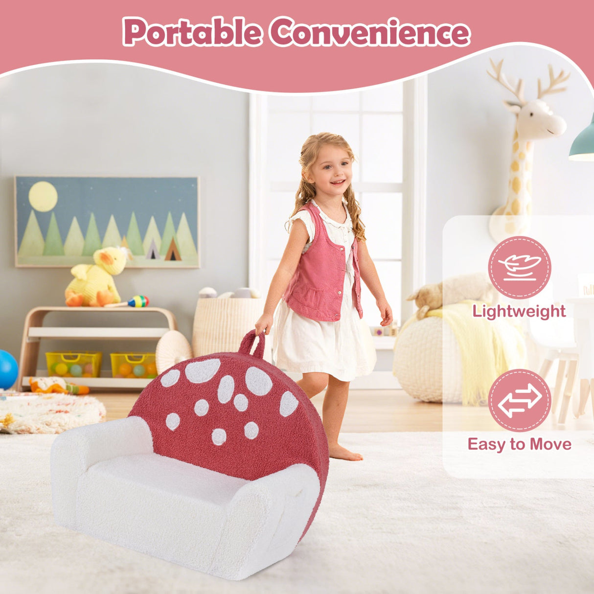Sofá infantil, sofá de espuma para niños pequeños con suave funda de tela polar