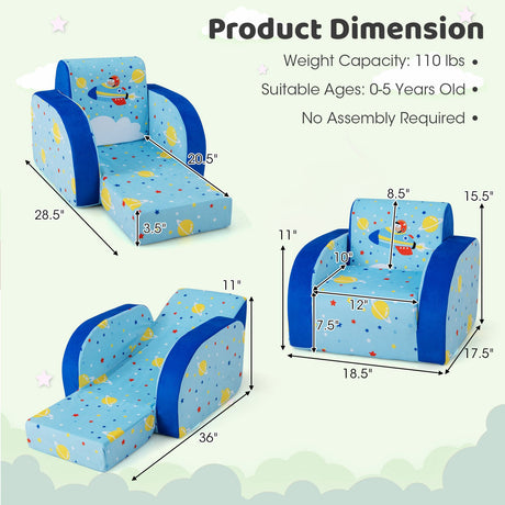 Sofá convertible 3 en 1 para niños, plegable para siestas, juegos y dormir