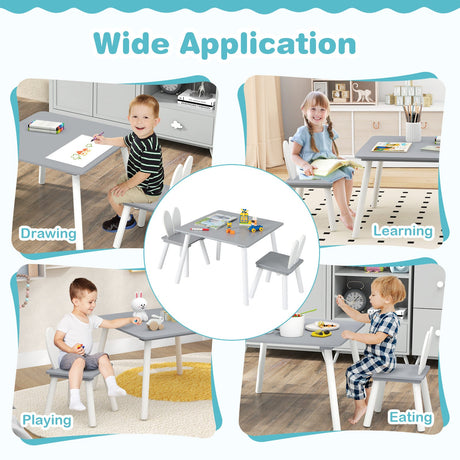 Juego de mesa y 2 sillas para niños de 3 piezas para manualidades y meriendas