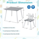 Juego de mesa y 2 sillas para niños de 3 piezas para manualidades y meriendas