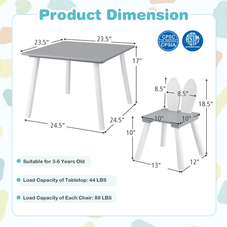 Juego de mesa y 2 sillas para niños de 3 piezas para manualidades y meriendas