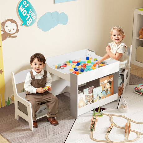 Mesa y sillas de actividades 4 en 1 para niños pequeños con tablero reversible