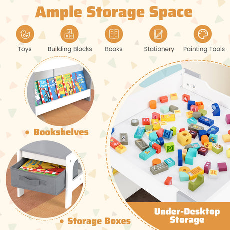 Mesa y sillas de actividades 4 en 1 para niños pequeños con tablero reversible