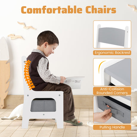 Mesa y sillas de actividades 4 en 1 para niños pequeños con tablero reversible