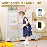 Organizador de almacenamiento de juguetes para niños, gabinete infantil en forma de autobús con 4 cajones extraíbles con asas, gris