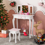 Set de tocador para niños con cajón y 3 accesorios de maquillaje - Rosa