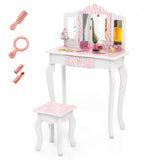 Set de tocador para niños con cajón y 3 accesorios de maquillaje - Rosa