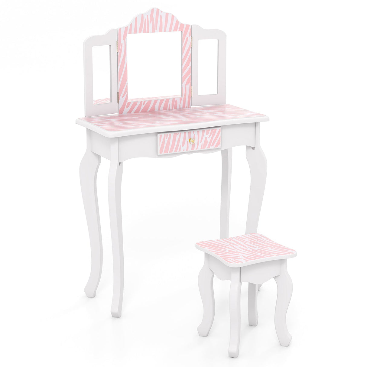 Set de tocador para niños con cajón y 3 accesorios de maquillaje - Rosa