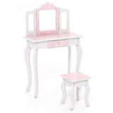 Set de tocador para niños con cajón y 3 accesorios de maquillaje - Rosa