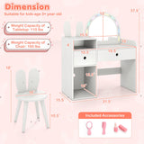 Juego de tocador y silla para niños con luces y estantes abiertos