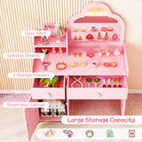 Kids Vanity Table and Chair Set with Cloud-shaped Mirror and Open Shelf