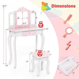 Set de tocador para niños con cajón y 3 accesorios de maquillaje - Rosa