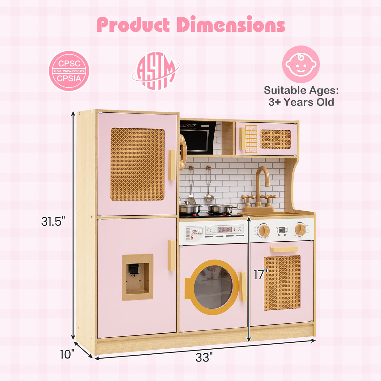 Cocina de juguete de madera para niños con luces y sonidos realistas