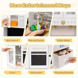Cocina de juguete de madera para niños con luces y sonidos, para mayores de 3 años - Blanca