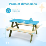 Juego de mesa de picnic de madera para niños, mesa de comedor y actividades para niños pequeños con bancos incorporados