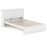 Cama de plataforma de madera Twin/Full para niños con cama nido y cabecero con almacenamiento