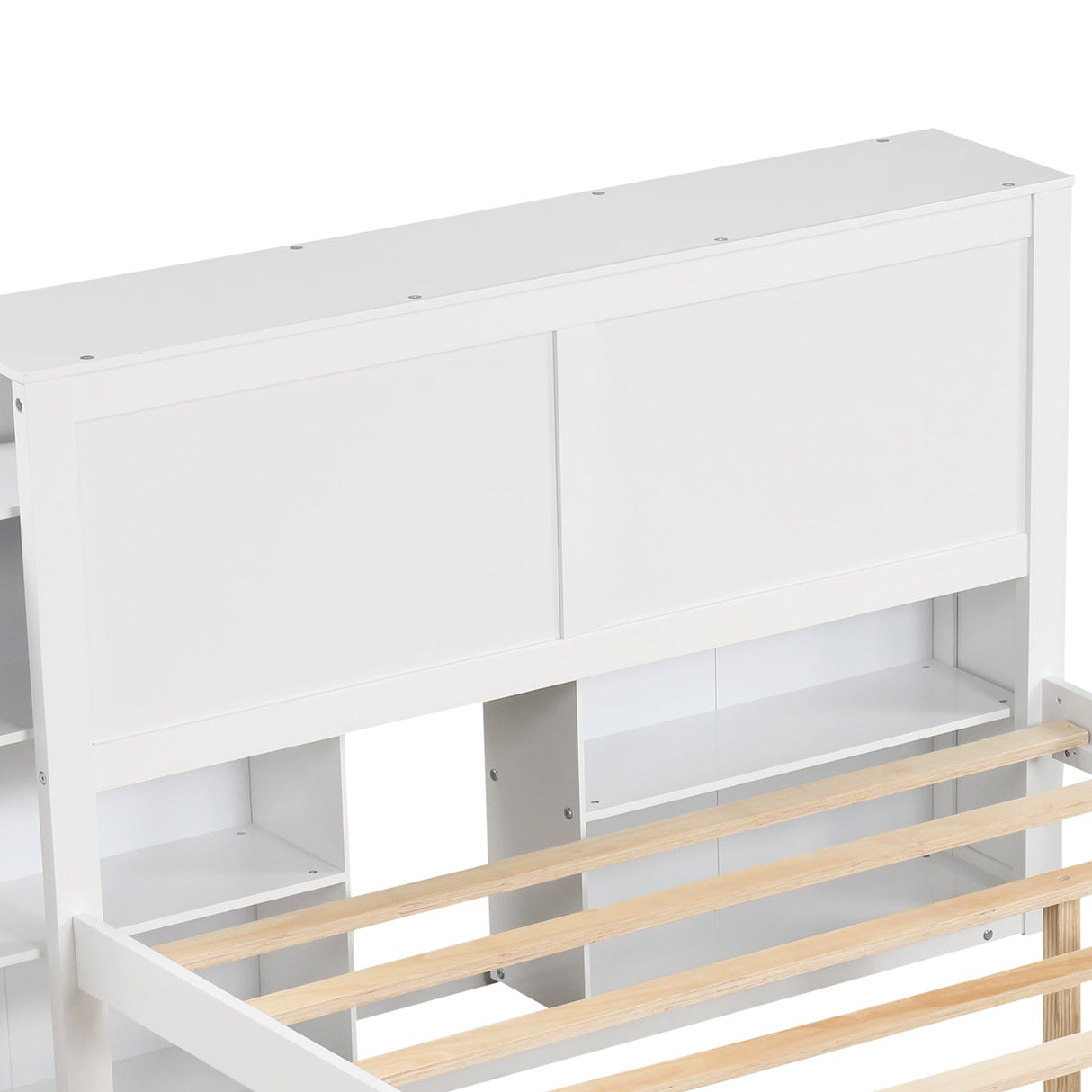 Cama de plataforma de madera Twin/Full para niños con cama nido y cabecero con almacenamiento