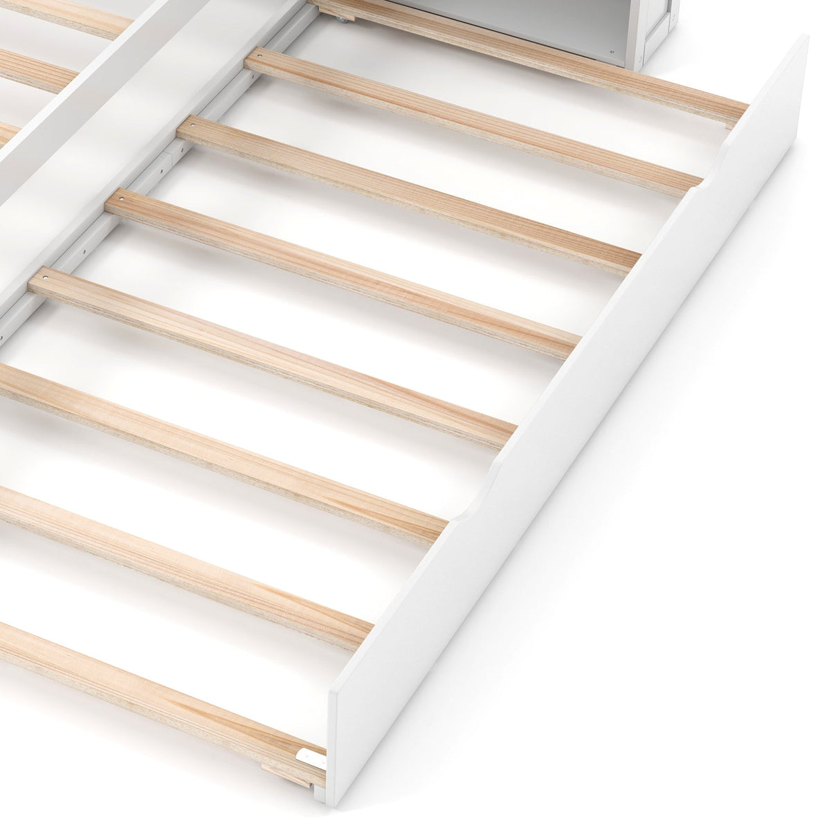 Cama de plataforma de madera Twin/Full para niños con cama nido y cabecero con almacenamiento
