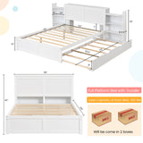 Cama de plataforma de madera Twin/Full para niños con cama nido y cabecero con almacenamiento