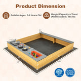 Cajón de Arena de Madera para Niños con Accesorios de Cocina para Edades de 3 a 8 Años
