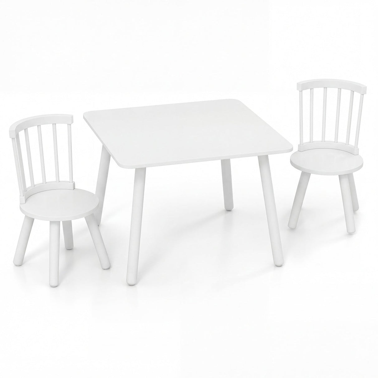 Kids Wooden Table and Chairs Set 3-Piece Toddler Furniture with Pine Wood Frame