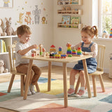 Kids Wooden Table and Chairs Set 3-Piece Toddler Furniture with Pine Wood Frame