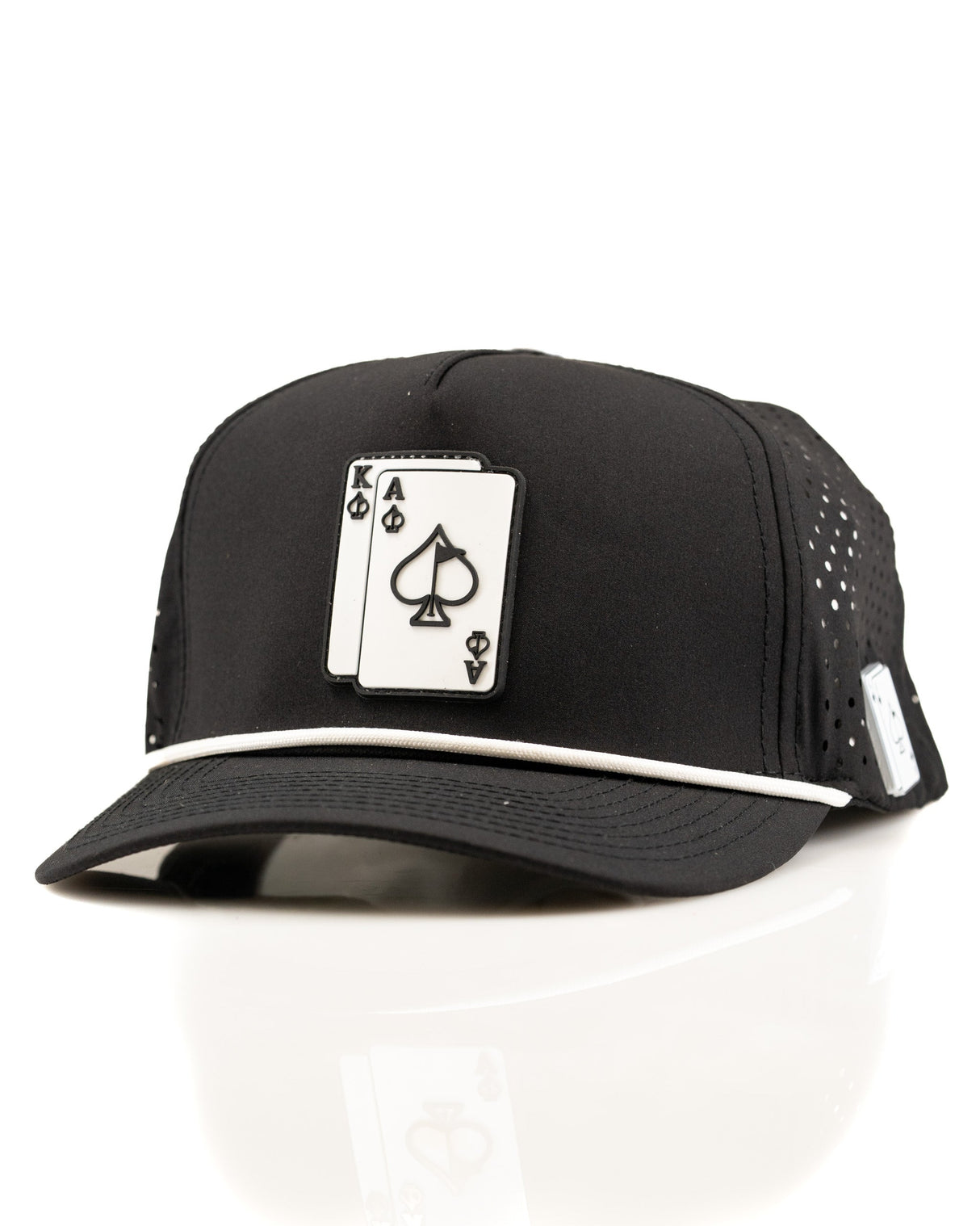 Ace/King Negro - Gorra perforada con cuerda