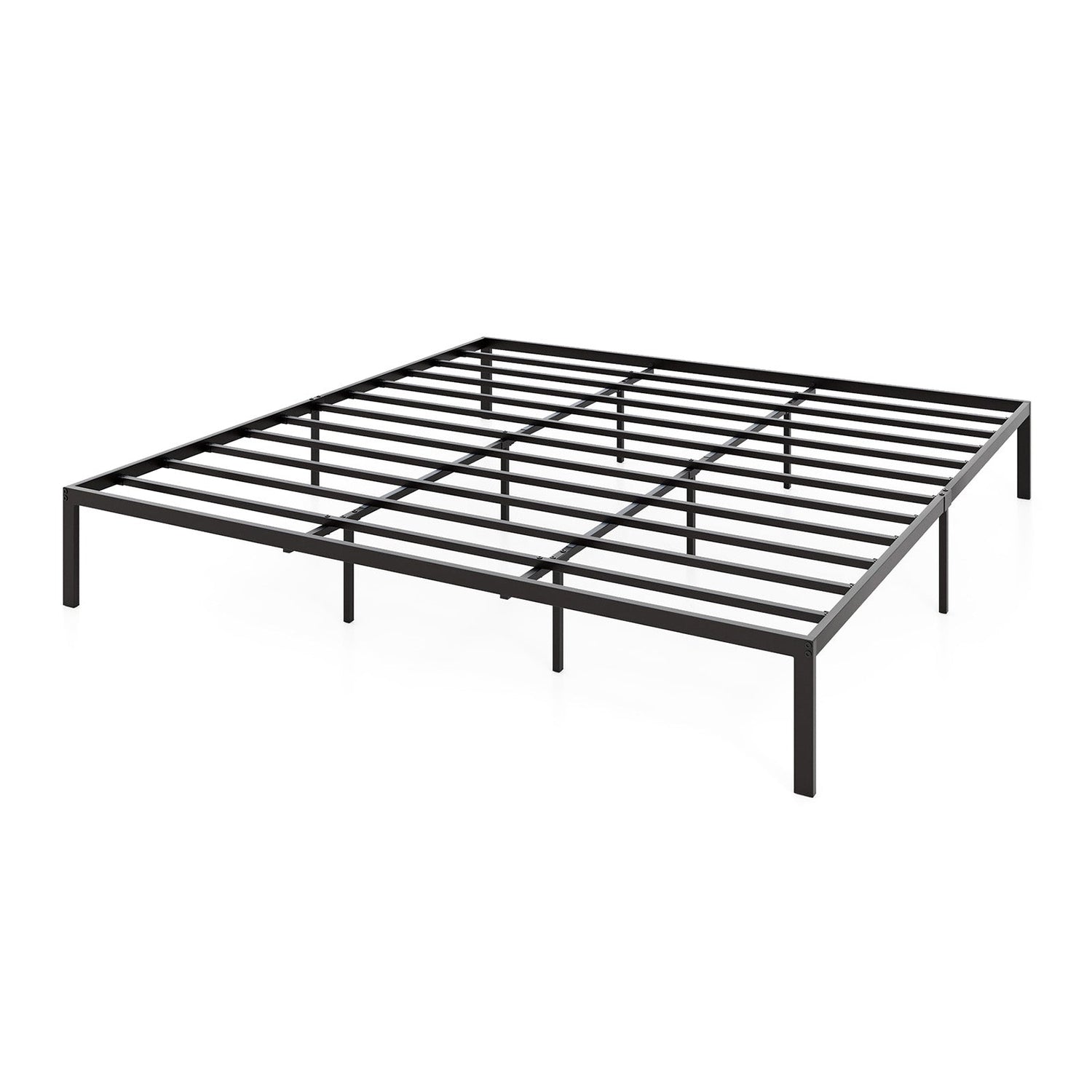 Estructura de cama metálica de tamaño individual/matrimonial/king, con listones de soporte resistentes y base de colchón