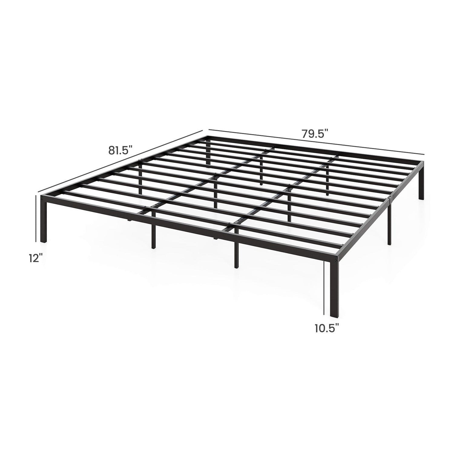 Estructura de cama metálica de tamaño individual/matrimonial/king, con listones de soporte resistentes y base de colchón