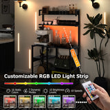Estante para Panadero de Cocina con Tomacorriente, Estantería de 5 Niveles para Horno Microondas con Luces LED