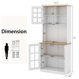 72 Inch Freestanding Pantry Cabinet with Hutch and Adjustable Shelf