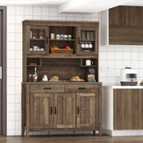 Mueble de cocina independiente con microondas y encimera - Marrón