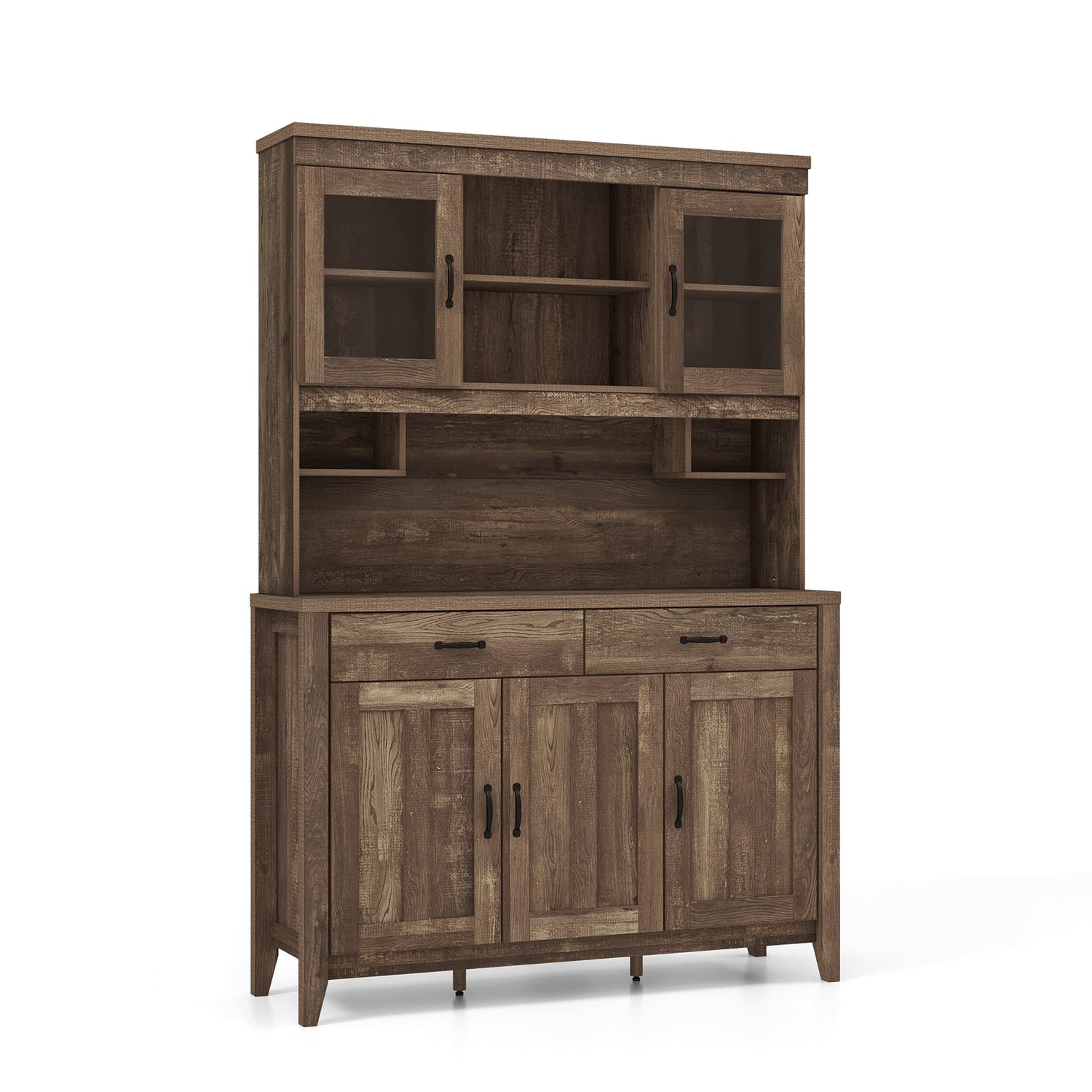 Mueble de cocina independiente con microondas y encimera - Marrón