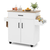 Carro de isla de cocina, isla de cocina rodante con cajón - Blanca