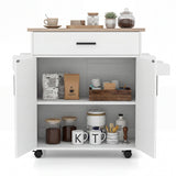 Carro de isla de cocina, isla de cocina rodante con cajón - Blanca