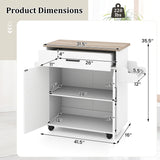 Carro de isla de cocina, isla de cocina rodante con cajón - Blanca