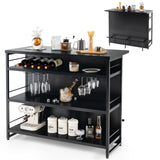 Isla de cocina con estante de almacenamiento de 4 niveles y reposapiés largo para el hogar
