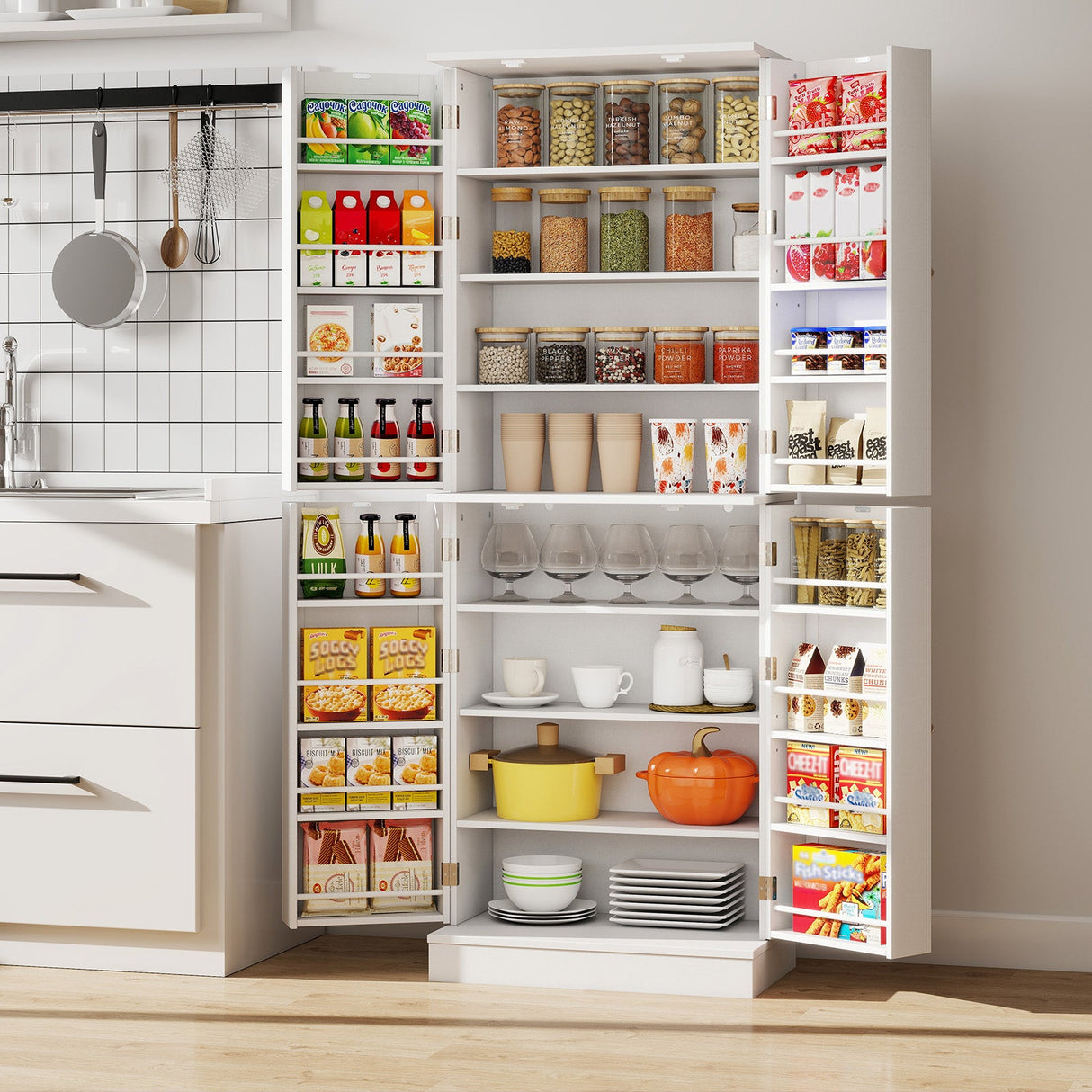 Alacena de cocina 65.5 pulgadas, mueble alto independiente tipo bufé