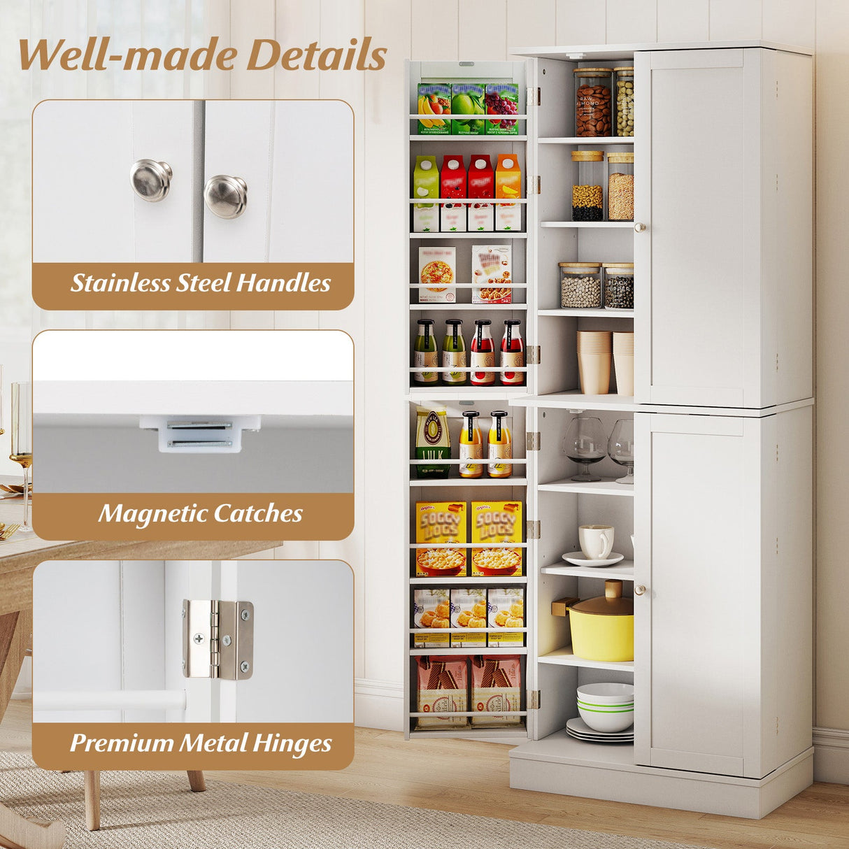 Alacena de cocina 65.5 pulgadas, mueble alto independiente tipo bufé
