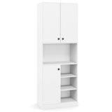 Kitchen Pantry Storage Cabinet with Microwave Stand and Open Shelves