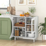 Aparador de cocina con soporte para copas para sala de estar y comedor - Blanco
