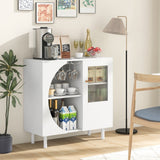Aparador de cocina con soporte para copas para sala de estar y comedor - Blanco