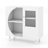 Aparador de cocina con soporte para copas para sala de estar y comedor - Blanco