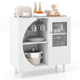 Aparador de cocina con soporte para copas para sala de estar y comedor - Blanco