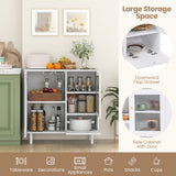 Aparador de cocina con soporte para copas para sala de estar y comedor - Blanco