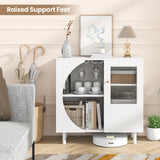 Aparador de cocina con soporte para copas para sala de estar y comedor - Blanco
