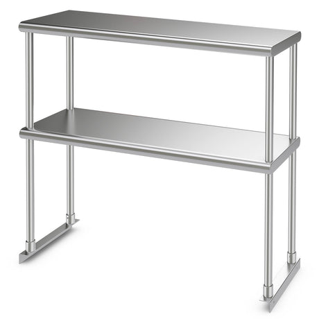 Estante Superior de Cocina de Acero Inoxidable de 36 x 12 Pulgadas con Estante Inferior Ajustable